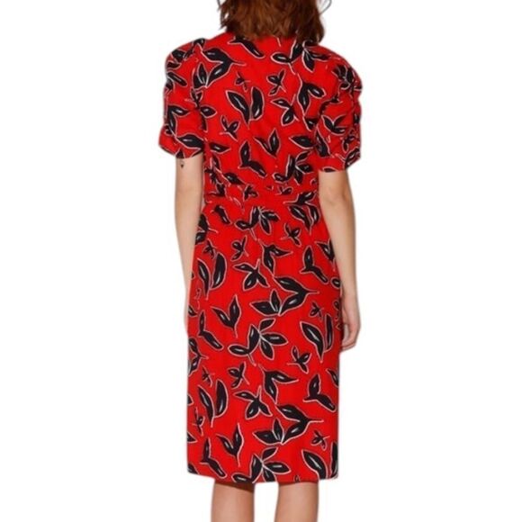 Walter Baker “Fabienne” midi dress in bold persimmon Red Size XS New with tags - Picture 5 of 7